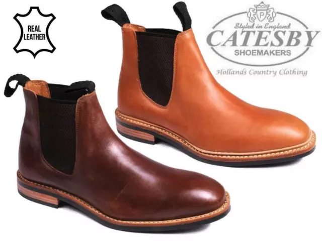 Mens Leather Chelsea Boots Catesby Ankle Twin Gusset Casual Dealer Work Shoes