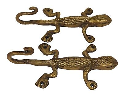 Tail up Lizard Shape Victorian Repro Handmade Brass Cloth Key Wall Hanger Hook