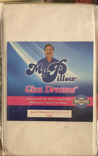 My Pillow GIZA Dreams Queen Pillow Case Set WHITE bedding Pillowcases 21"X34"