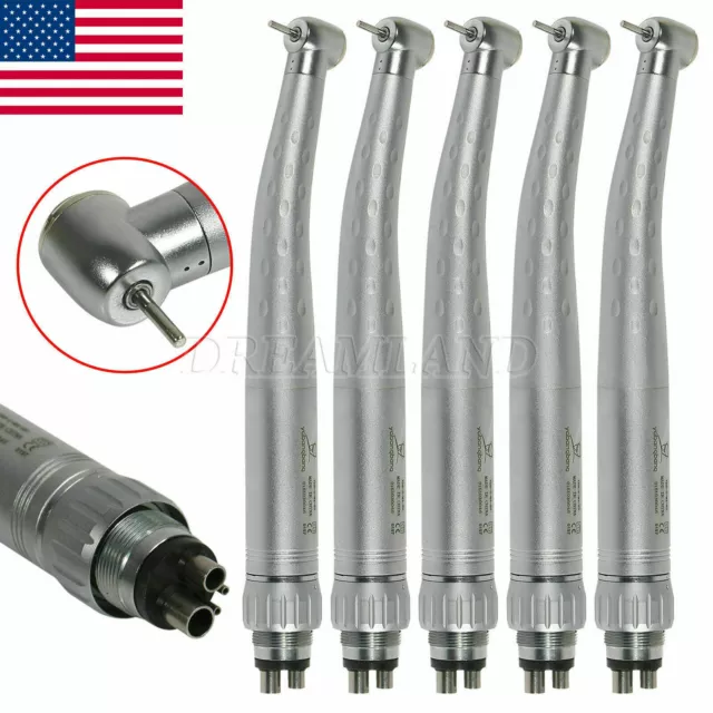 5 Dental High Speed Push Button Handpiece Standard 4 Hole Quick Coupler