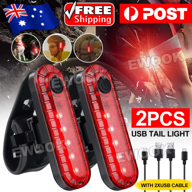 2x Ultra Bright USB Rechargeable Bicycle Taillight 4Modes USB Rear Bike LED Lamp