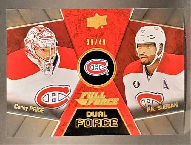 2015-16 Upper Deck Full Force Dual Force Gold DF-8 Carey Price P.K. Subban 39/49