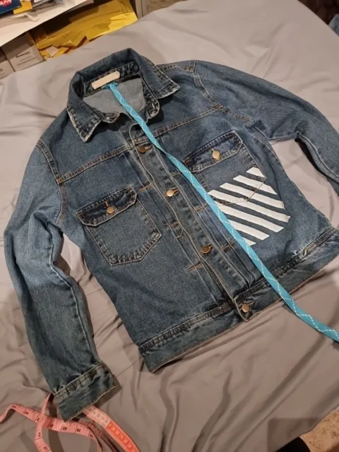 off white denim jacket mens medium