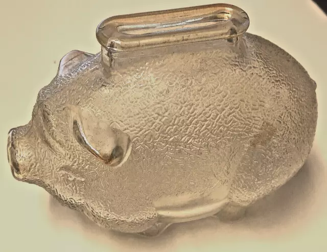 Vintage Anchor Hocking Glass Small Amber Pig Piggy Coin Bank Amber Textured