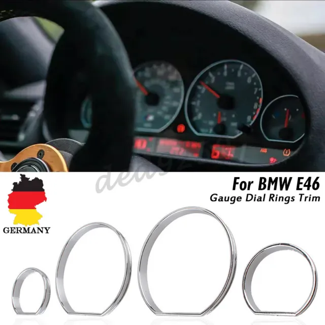 Für BMW E46 3er Instrumente Tacho Ringe Blenden Tachochromringe Limousine Chrom