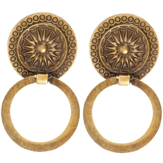 2 Pcs Drawer Round Handle Antique Vintage Knobs Cabinets Pulls Cupboard