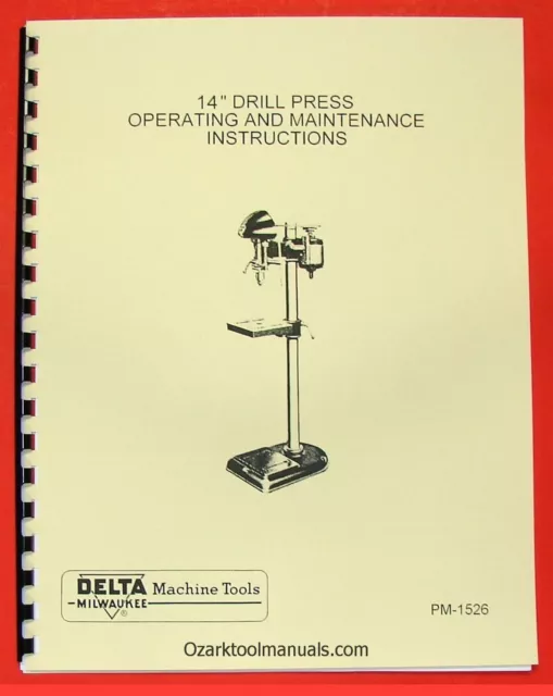 DELTA-MILWAUKEE 14" Drill Press DP-220 Owners Instructions & Parts Manual 0239