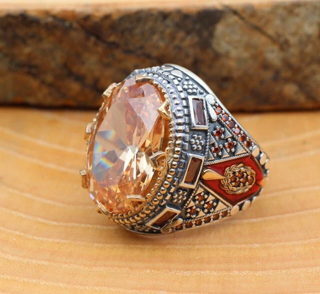 Bague homme topaze faite à la main bague homme en argent sterling 925...