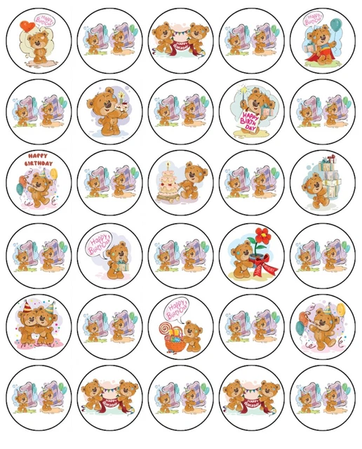 TEDDY BEAR 11TH Birthday Edible Cupcake Topper Wafer Cake Decoration (2 ...