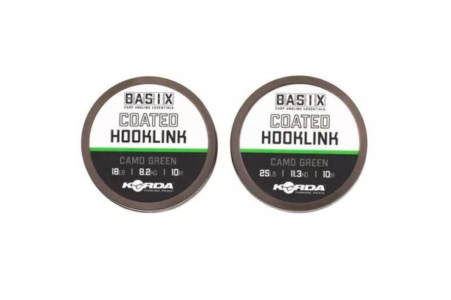 Korda Basix Coated Hooklink 10m Spools All Breaking Strains