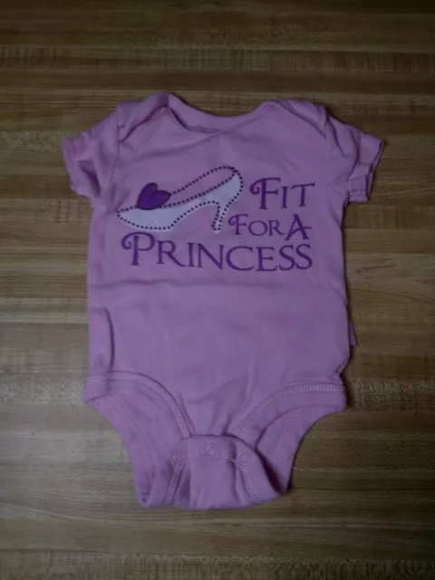 Disney Baby Girl Size Newborn 100% Cotton Pink Fit For A Princess Bodysuit