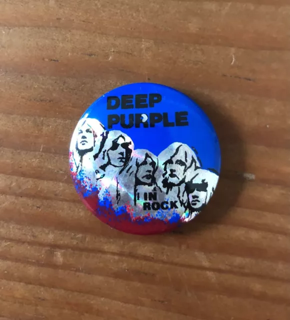 VINTAGE N.O.S. 80s DEEP PURPLE In Rock prismatic badge button pin VERY RARE