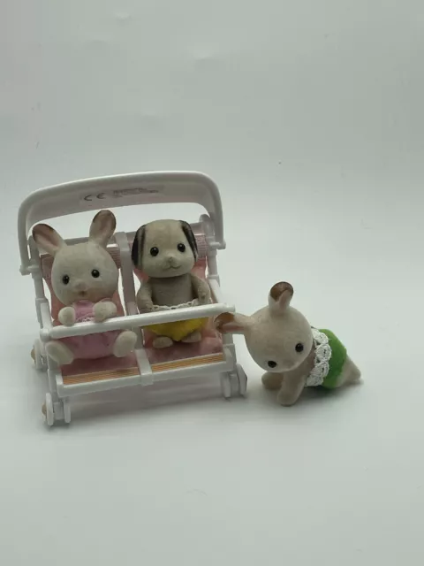Sylvanian Families Double Push Chair With Twin Babies