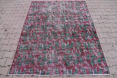 Vintage Bedroom Carpet Anatolian Ethnic Hand Knotted Wool Floral Area Rug 5x7ft