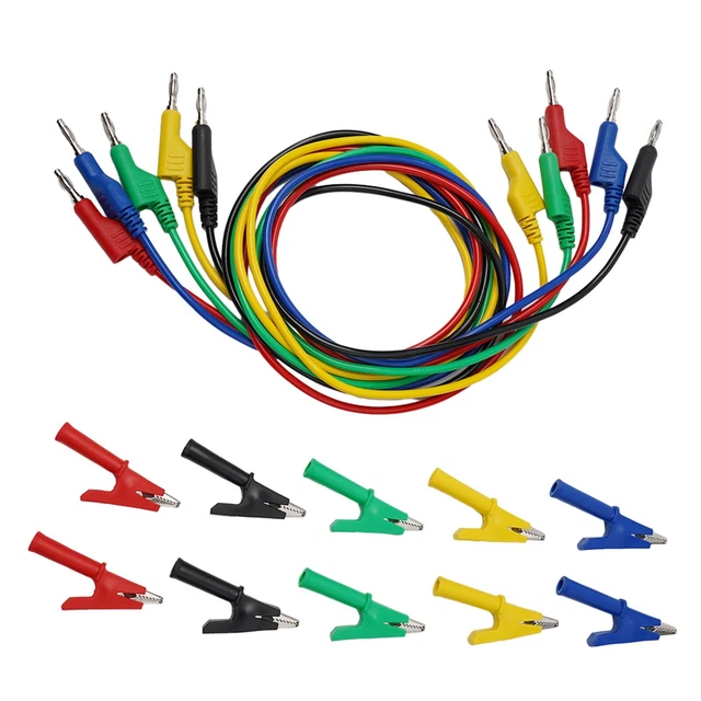 Crocodile Clips Multimeter Test Leads With 10 Alligator Clips Yellow 5 Colours