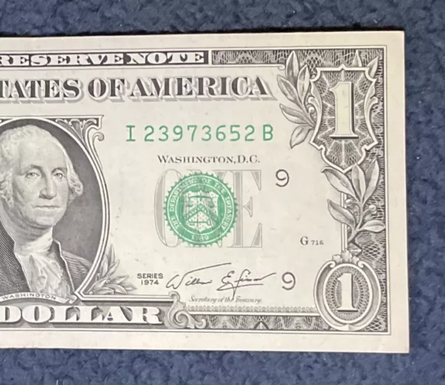 1974 Old $1 One Dollar Bill…  I 23973652 B..  Beautiful Bill