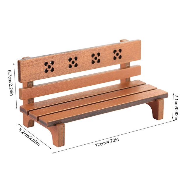 (Brown)2 Colors Dollhouse Bench 1:12 Scale Dollhouse Bench Toy For Children