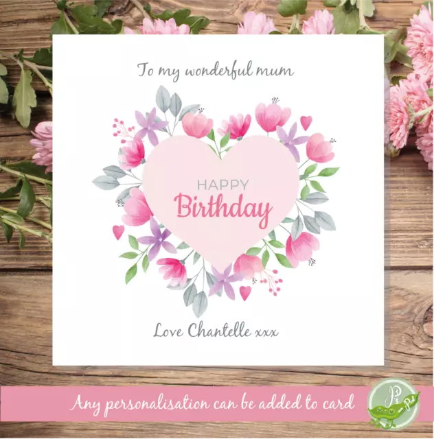 Carte d'anniversaire Nom Personnalisé Fleur Florale Femme Fille