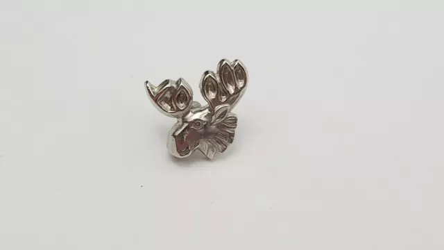 Loyal Order Of Moose Lapel Pin Screw Back Tie Tac Tiny Silver Tone Moose Head