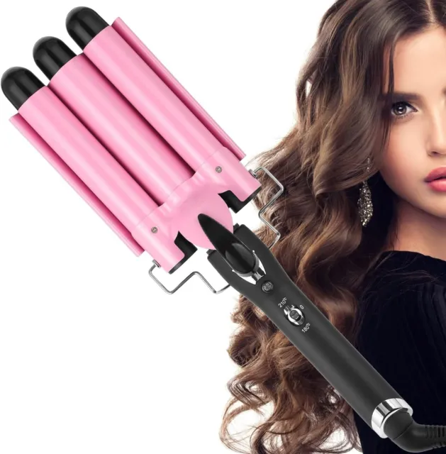 3 Barrel Curling Iron Hair Crimper, 25mm (1 Inch )Professional Hair Curling Wand