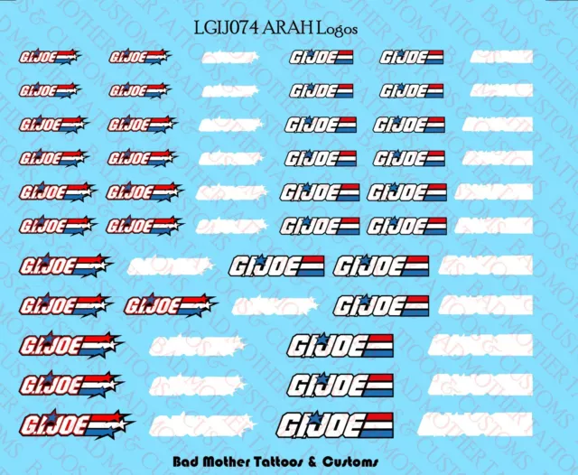 GI Joe ARAH Logos Waterslide Decals for Scale Action Figures