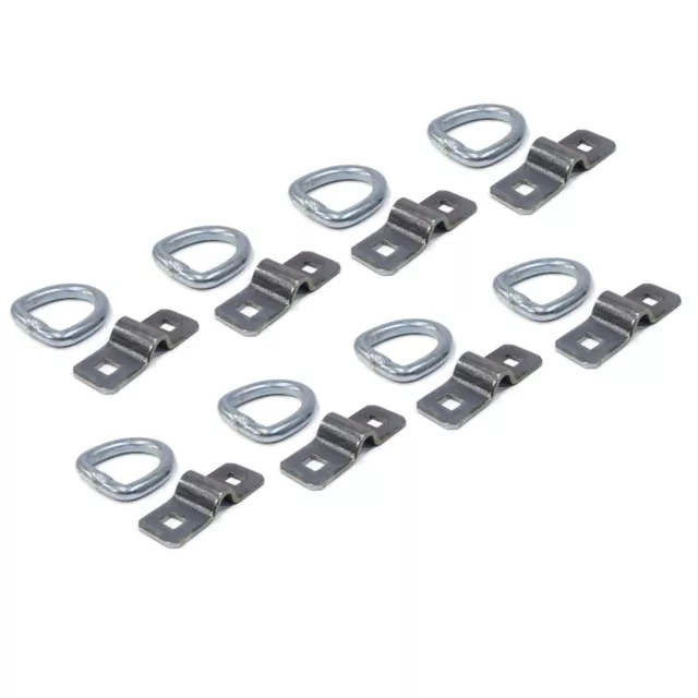 8-Pack New 3/8" Steel D Ring Rope Tie Downs Trailer Flatbed Truck Anchor Cargo