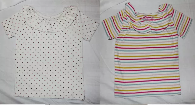 Mini Boden Girls Short sleeves Ruffle neck Spot Stripe Polka T shirt Top Blouse