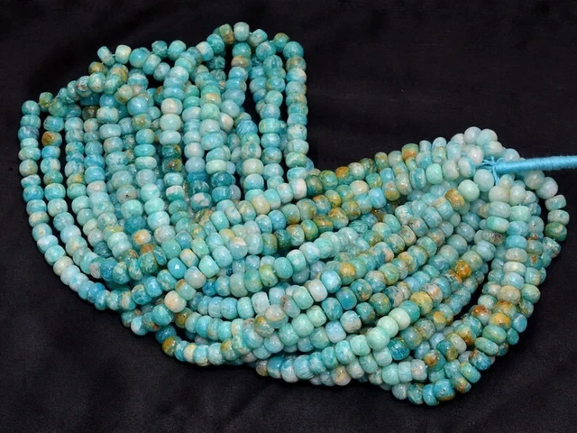 Naturel Bleu Multi Amazonite Lisse 7-8 MM Gemme Rondelle Perles 16 " Strand