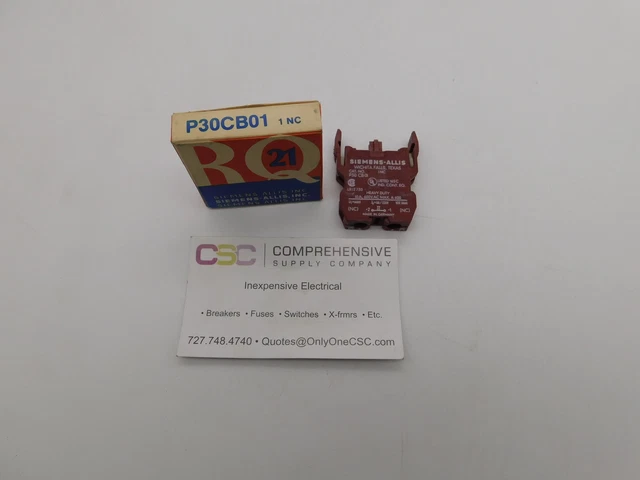 P30Cb01 - Siemens 10A Amp 600V Allis Contact Block 1Nc - Nib