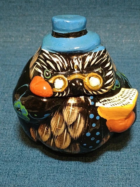 Boîte à bijoux émaillée avec motif hibou pour colliers et breloques