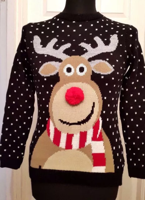 NEW Whisper Child's Rudolph Red Nose Reindeer Jumper - 11/12 years