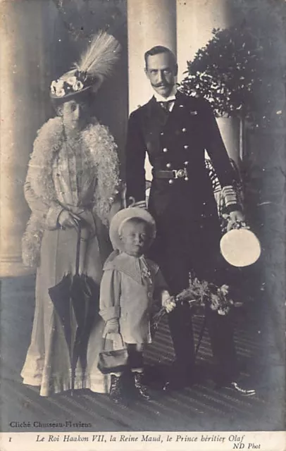 Norway - King Haakon VII, Queen Maud and Crown Prince Olav during their visit in
