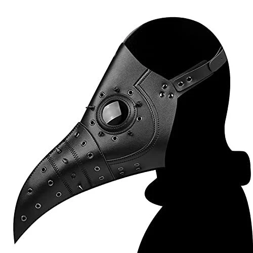 gzqirun Steampunk Plague Doctor Bird Mask Gothic PU Leather Long Nose Mask