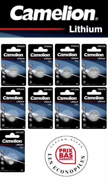 Piles boutons CR2032 lithium 3V Camelion sous blister *** En lot ou à l'unité***