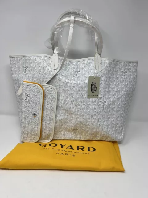 Goyard White Chevron St Louis PM Tote Bag with Pouch 863273