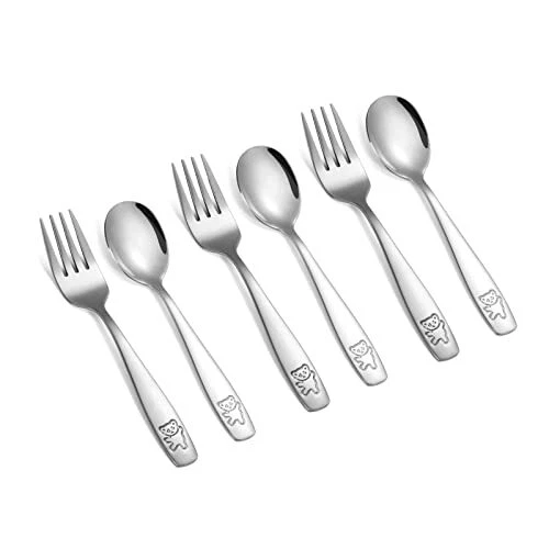 6 Pieces Toddler Utensils  Silverware Stainless Steel Toddler Forks