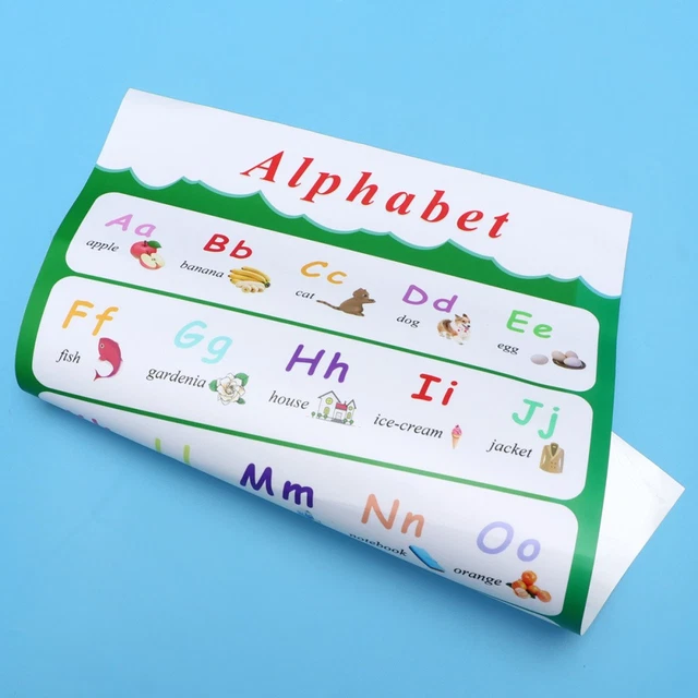 SELF-ADHESIVE ALPHABET CHART Kids Early Education Wall Map English ...