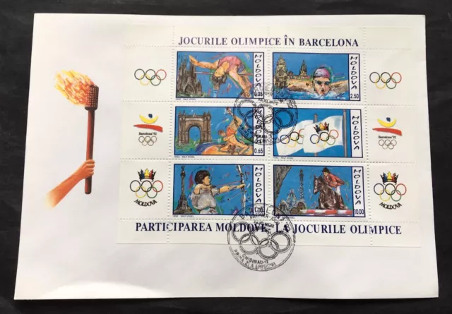 Moldova 1992 Olympic Games - cancelled XXL envelope with block Michel No. 1