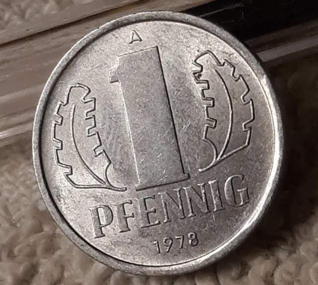 Circulated 1978 East Germany 1 Pfennig Coin ,GDR - German Democratic Republic