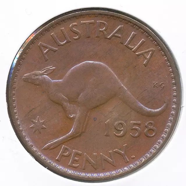 Australia 1958(p) One Penny 1d Elizabeth II - Choice Uncirculated