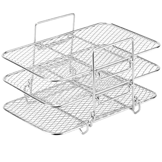 Rack multistrato per friggitrice ad aria, vassoio per cestello per friggitrice ad aria,Griglie per friggitrice ad aria rettangolari in acciaio