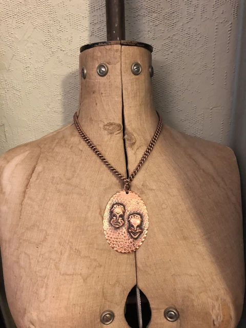 Vintage 1960s Copper Necklace- Comedy And Tragedy Vintage 1960s Copper Necklace- Comedy And Tragedy