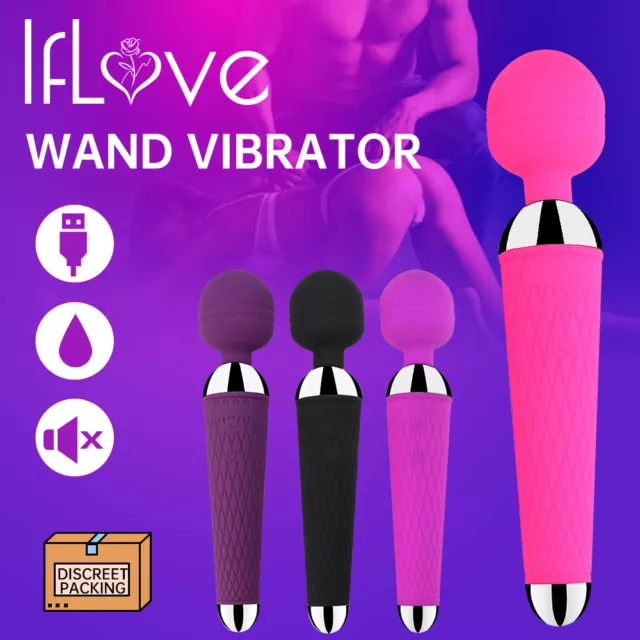 10 Speeds Vibrator-Vibration-Wand-Massager Silicone USB Rechargeable Waterproof