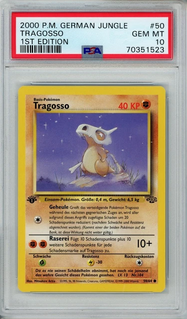 2000 Pokemon German Jungle Tragosso 1st Edition #50/64 GEM MINT PSA 10