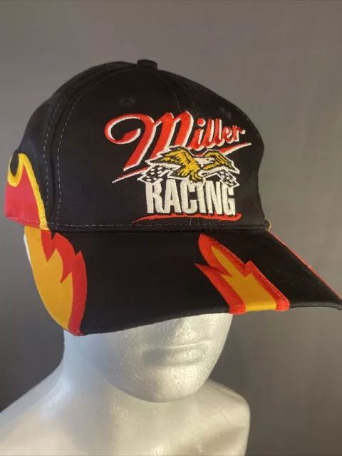 Miller Brewing Racing Hat Cap Snapback Flames Eagle Checkered Flag  1995 Vintage