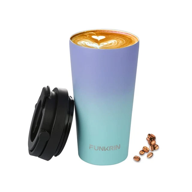 Funkrin Insulated Coffee Mug, 16 oz ceramic coating stainless steel