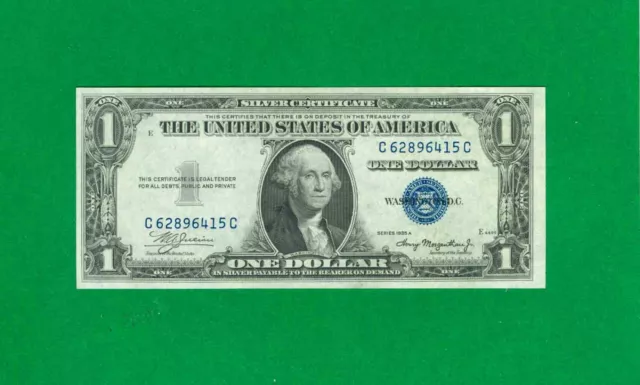 $1 1935-A 1 C/C Block Blue Seal Silver Certificate Cu. Non-Mule