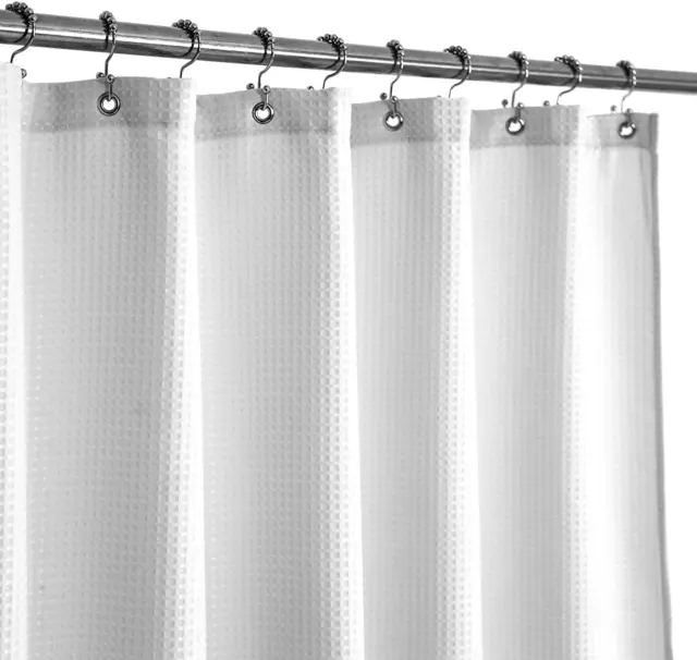 Long Stall Shower Curtain 54 X 78 Inch, Fabric, Waffle Weave, Hotel Luxury Spa,