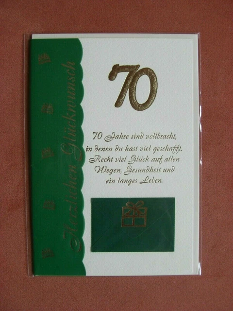 GLÜCKWUNSCHKARTE ZUM 70. Geburtstag mit Spruch Karte Glückwünsche