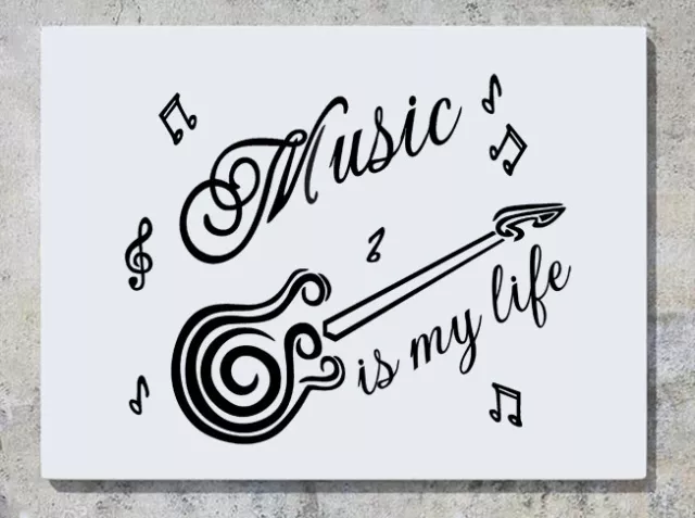 Music Is My Life Chitarra Melodie Muro Decalcomania Adesivo Arte Foto